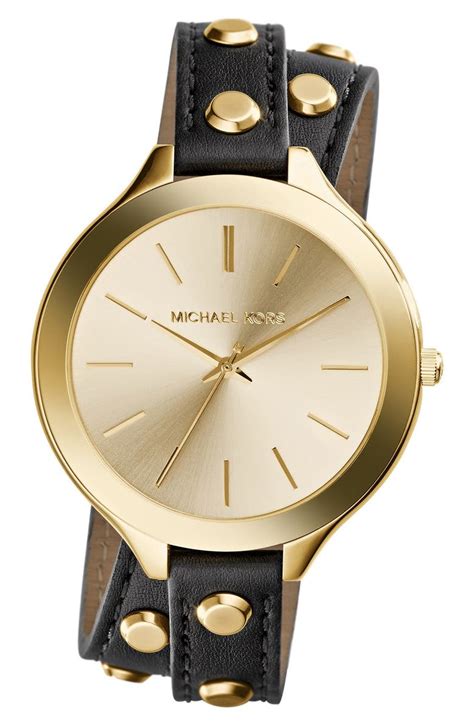 michael kors slim runway double wrap leather strap watch|Michael Kors Watch mk8507.